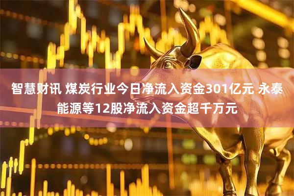 智慧财讯 煤炭行业今日净流入资金301亿元 永泰能源等12股净流入资金超千万元