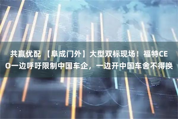 共赢优配 【阜成门外】大型双标现场！福特CEO一边呼吁限制中国车企，一边开中国车舍不得换