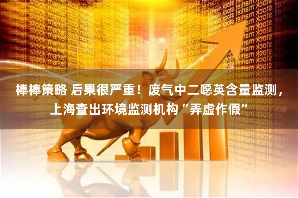棒棒策略 后果很严重！废气中二噁英含量监测，上海查出环境监测机构“弄虚作假”